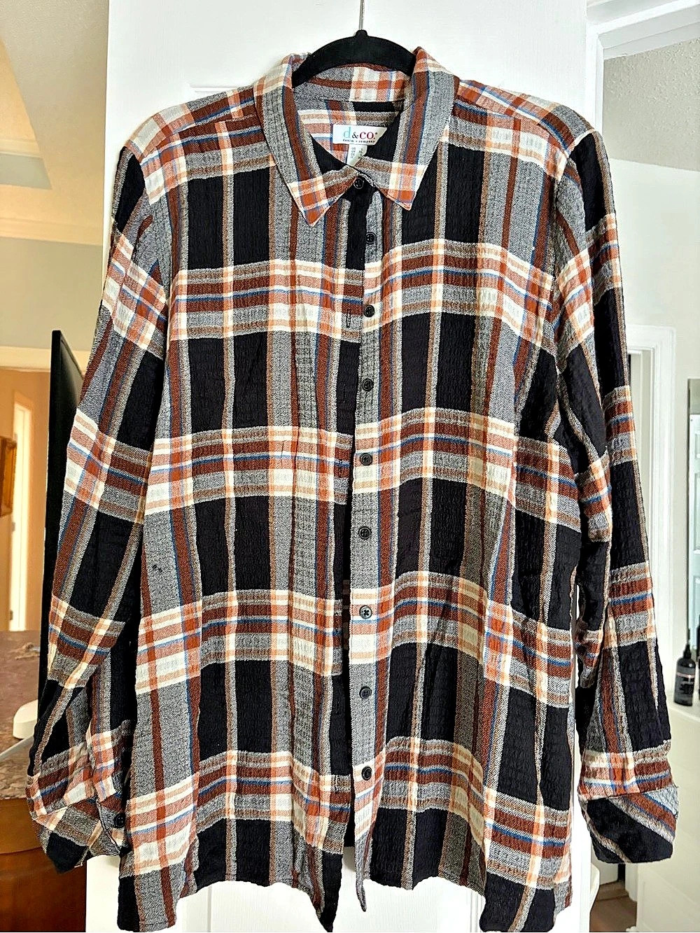 Denim & Co. Women’s Plaid Button Down Shirt XL